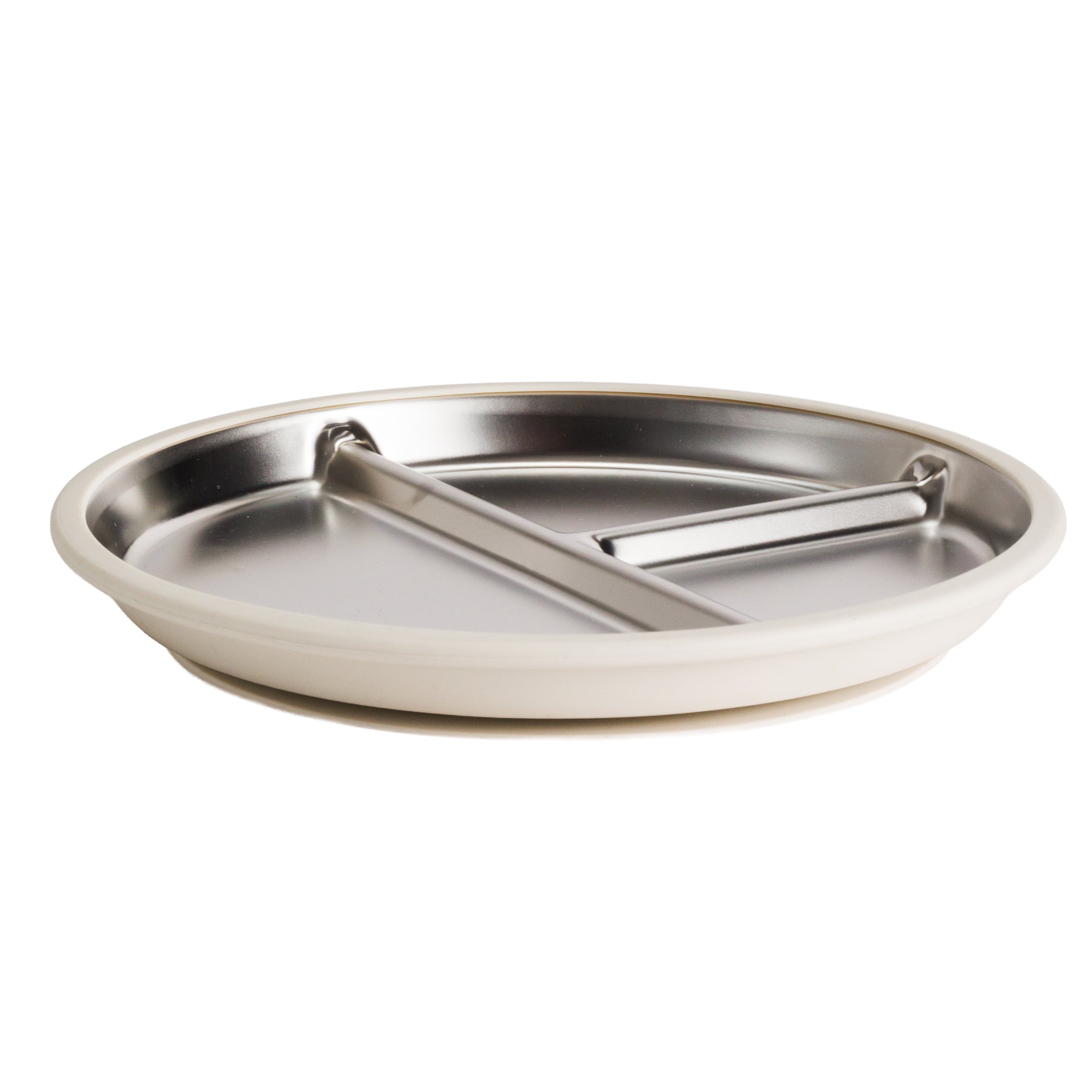 Nestling Stainless Steel Divided Suction Plate 20cm (Oat)
