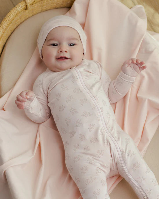 Quincy Mae 2-Way Zip Footie Romper (Pink Blossom)