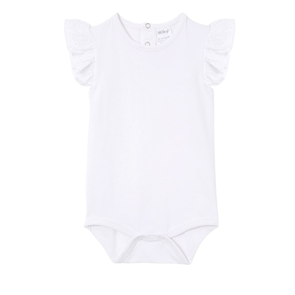 Milky Broderie Frill Bubbysuit (White)
