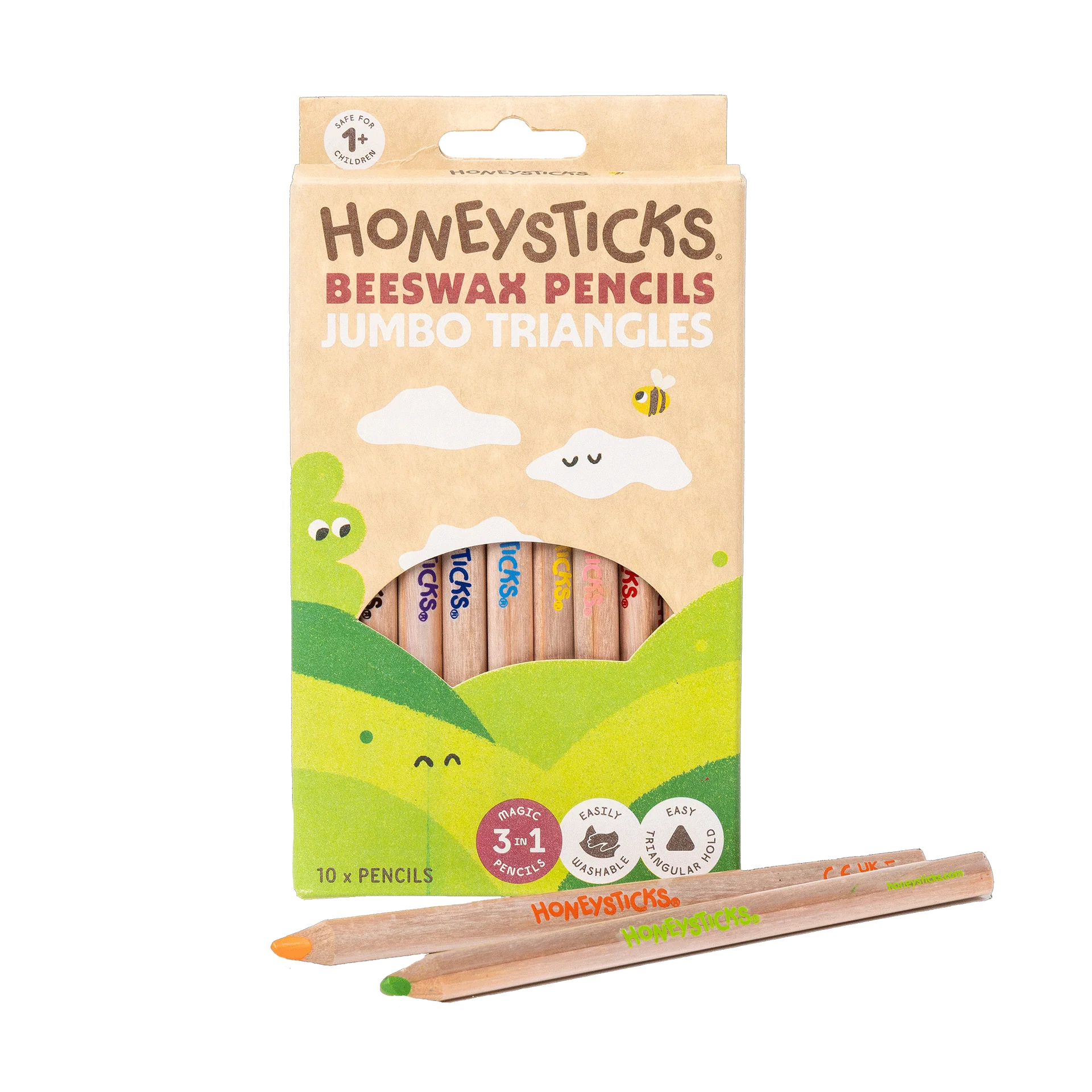 Honey Sticks Magic 3-in-1 Beeswax Pencils 10pk (Jumbo Triangles)