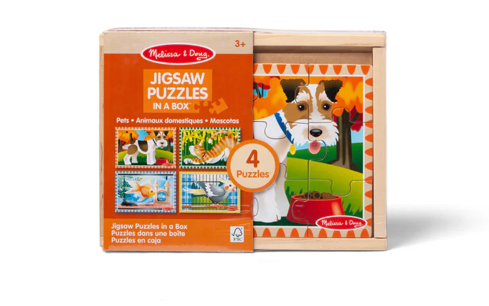 Melissa & Doug 4 Wooden Jigsaw Puzzles In A Box (Pets)