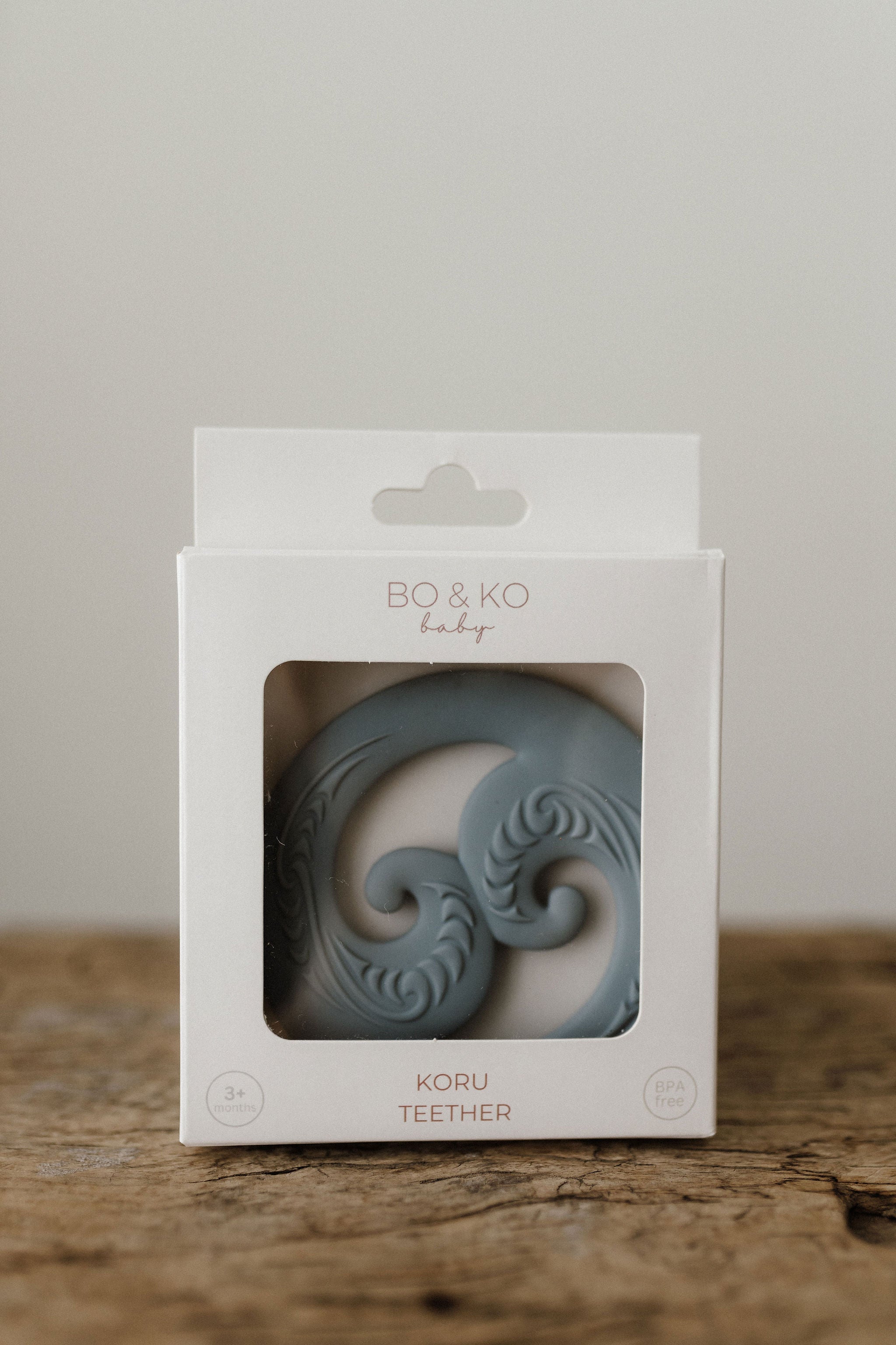 Bo & Ko Baby Koru Teether (Duck Egg Blue)