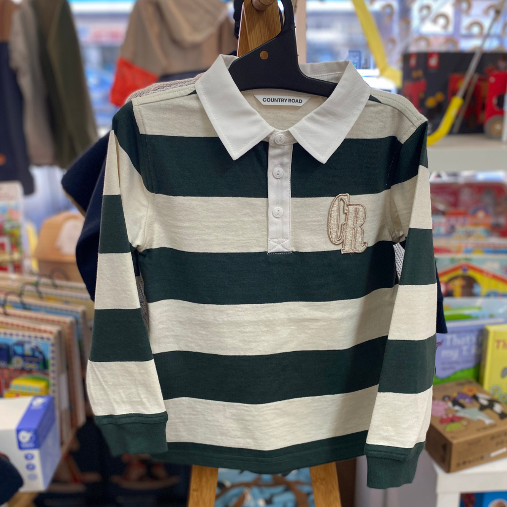 Country Road Block Stripe Rugby Top (Forest)