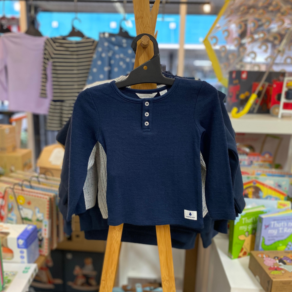 Country Road Double Faced Textured Henley (Navy)