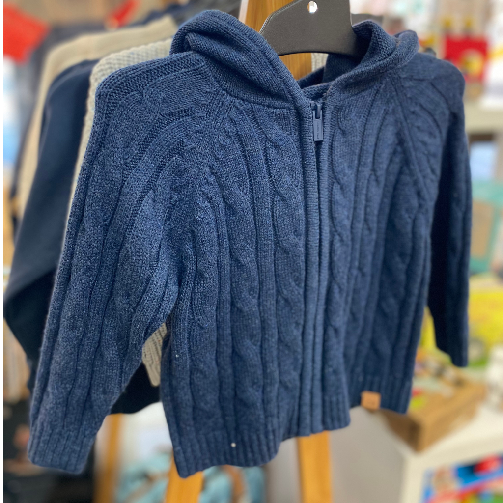 Country Road Hooded Zip Through Cardigan (Navy Marle)