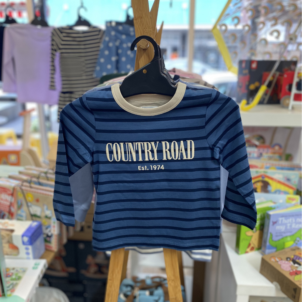 Country Road LS Heritage Tee (Navy Stripe)