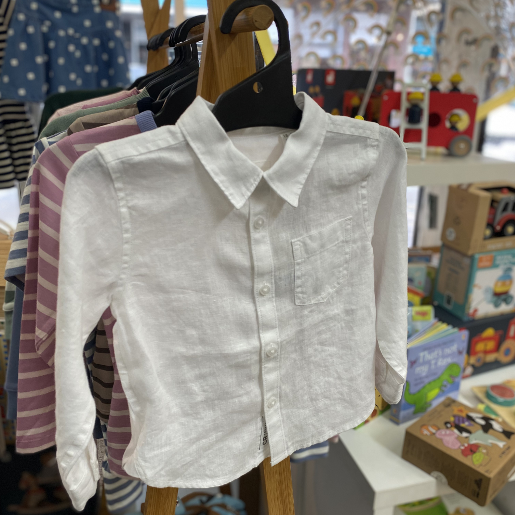 Country Road LS Linen Shirt (White) - Baby
