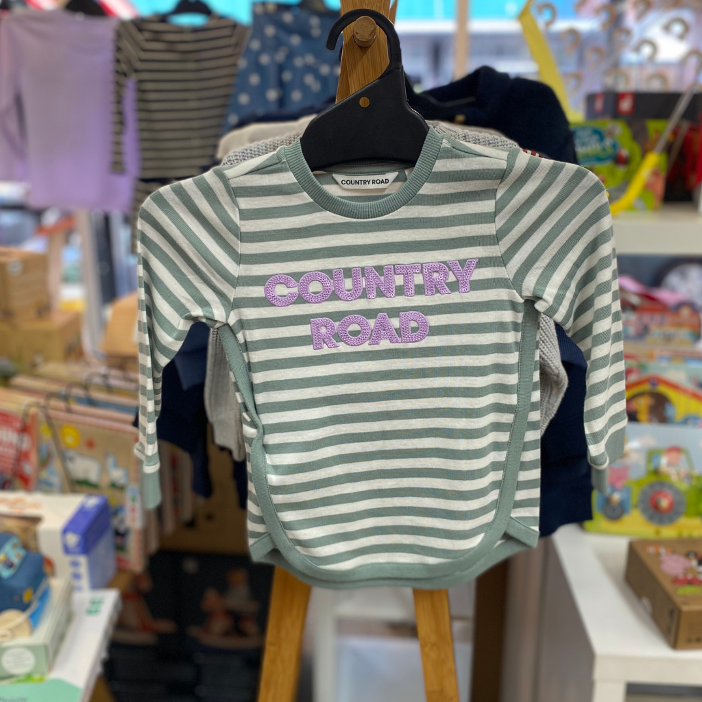 Country Road LS Logo Tee (Fern Stripe)