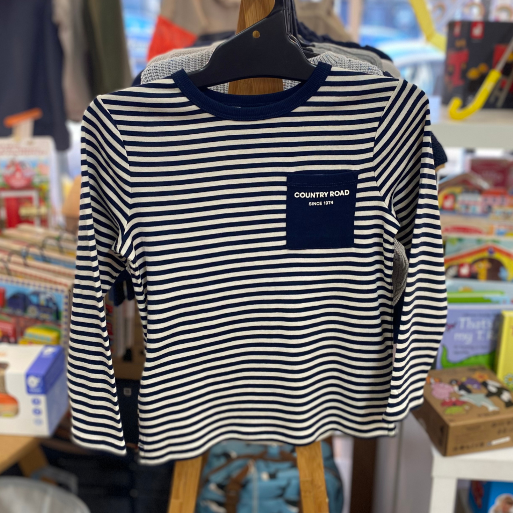 Country Road LS Pocket Tee (Navy Stripe) - Boys