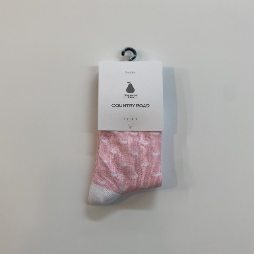Country Road Mini Heart Socks (Playful Pink) - Girls