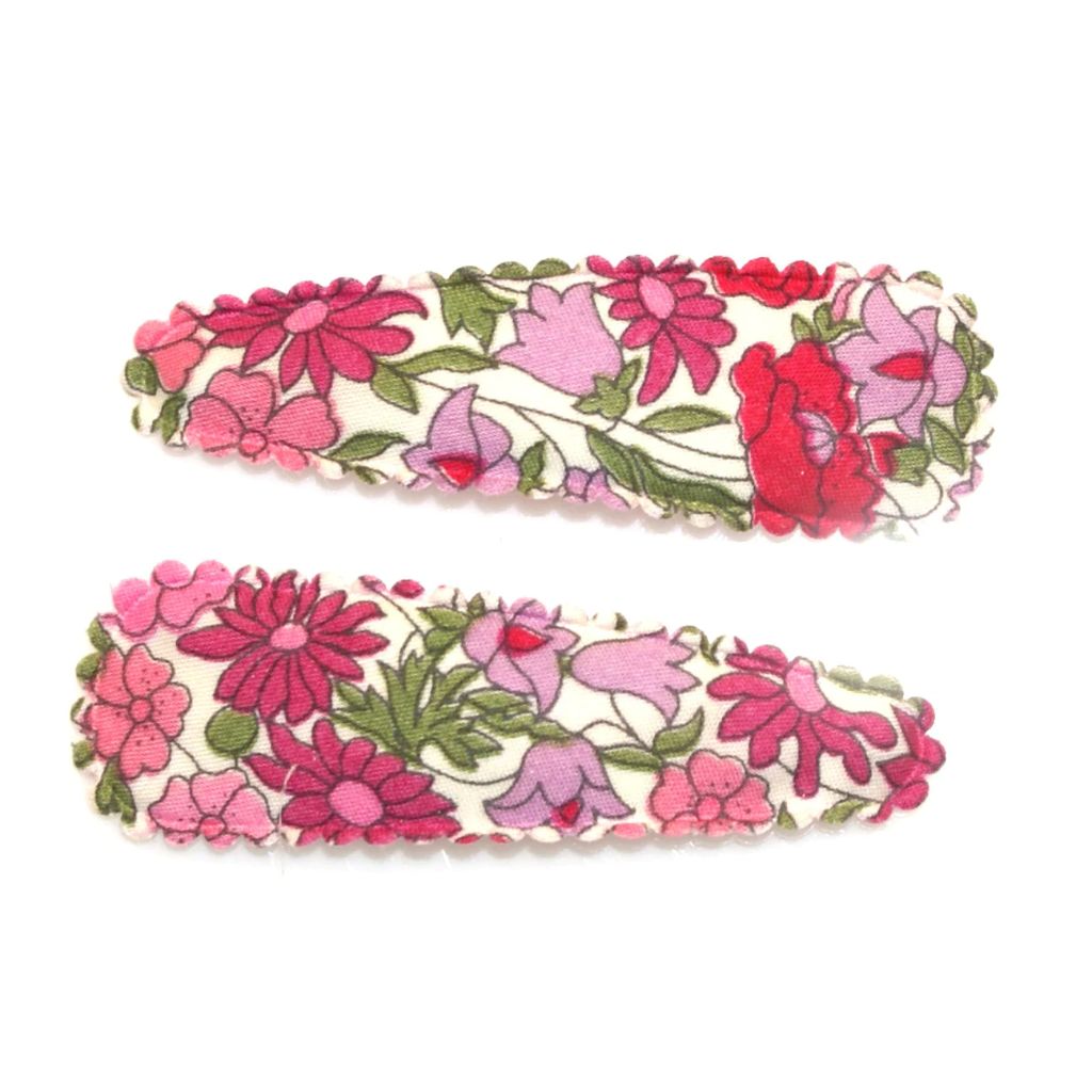 Goody Gumdrops Liberty Poppy Forest Medium Snap Clips (Fuchsia / Green)