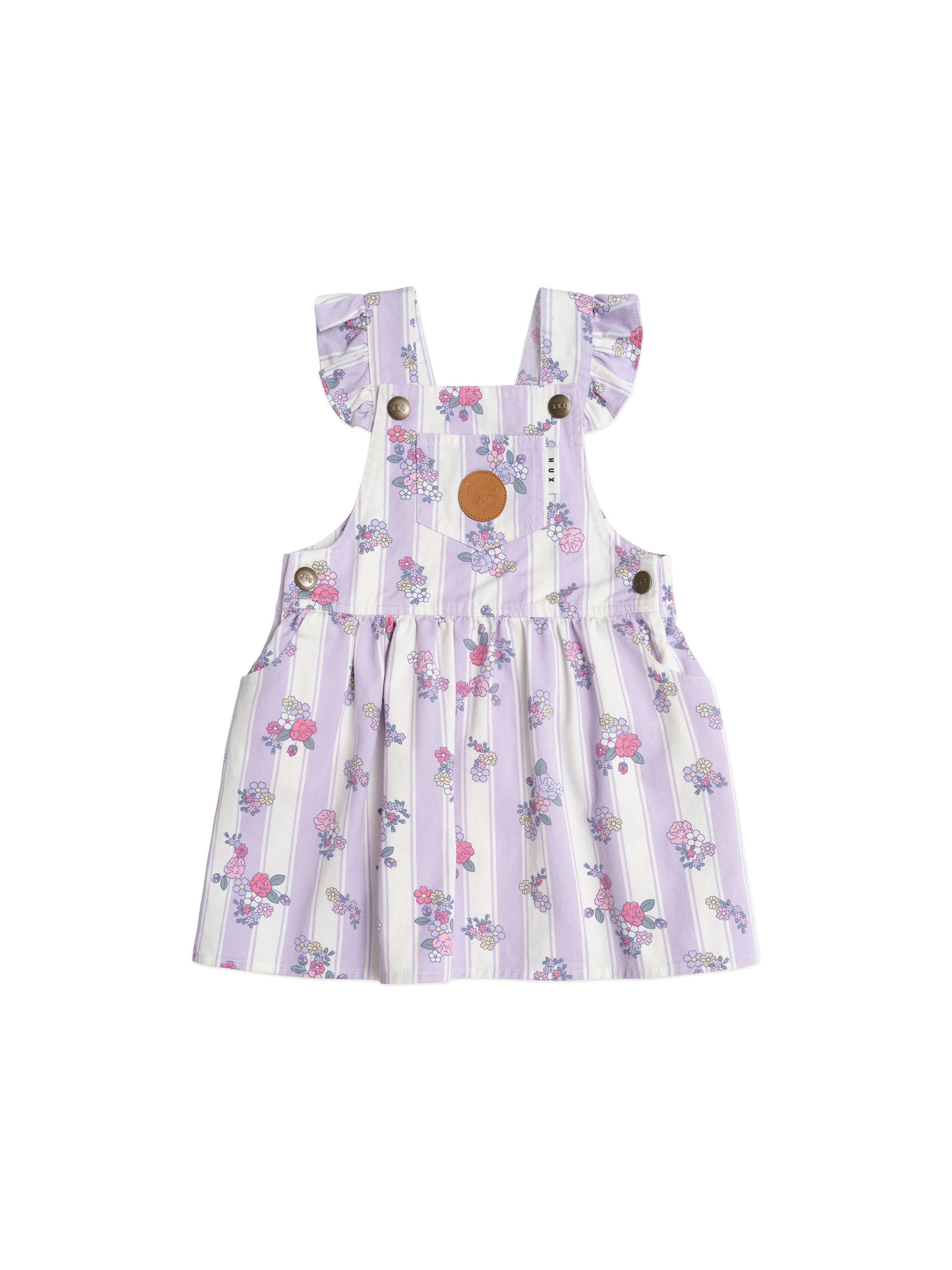 Huxbaby Vintage Bloom Pinafore Dress (Purple Rose) - Girls