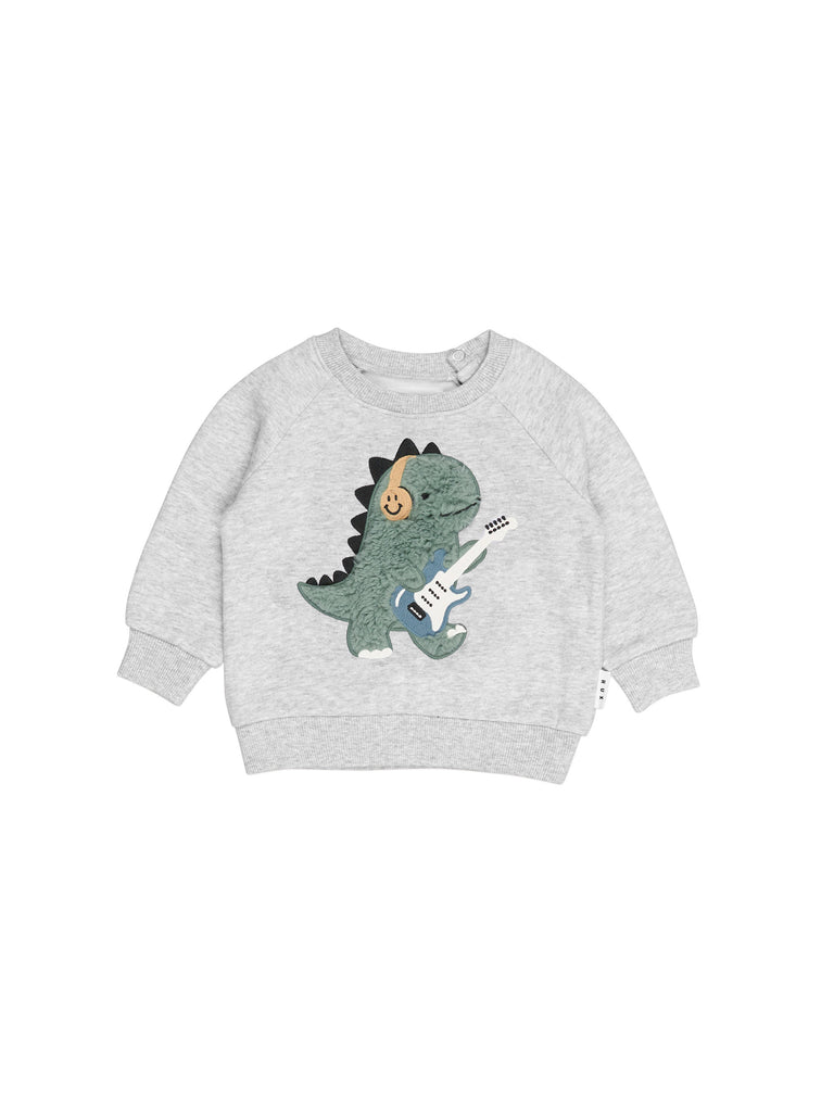 Huxbaby Furry Dino Sweatshirt (Grey Marle)