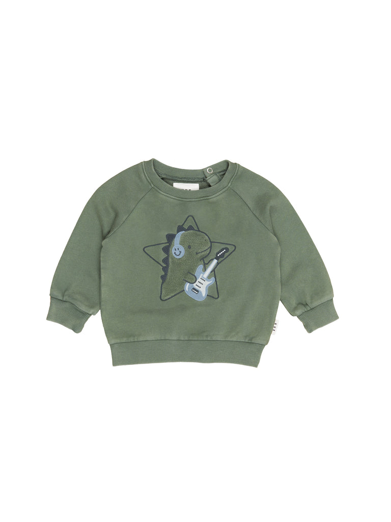 Huxbaby Dino Star Sweatshirt (Washed Green)