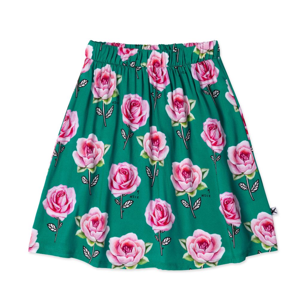 Minti Nice Flowers Woven Skirt (Kelly Green)