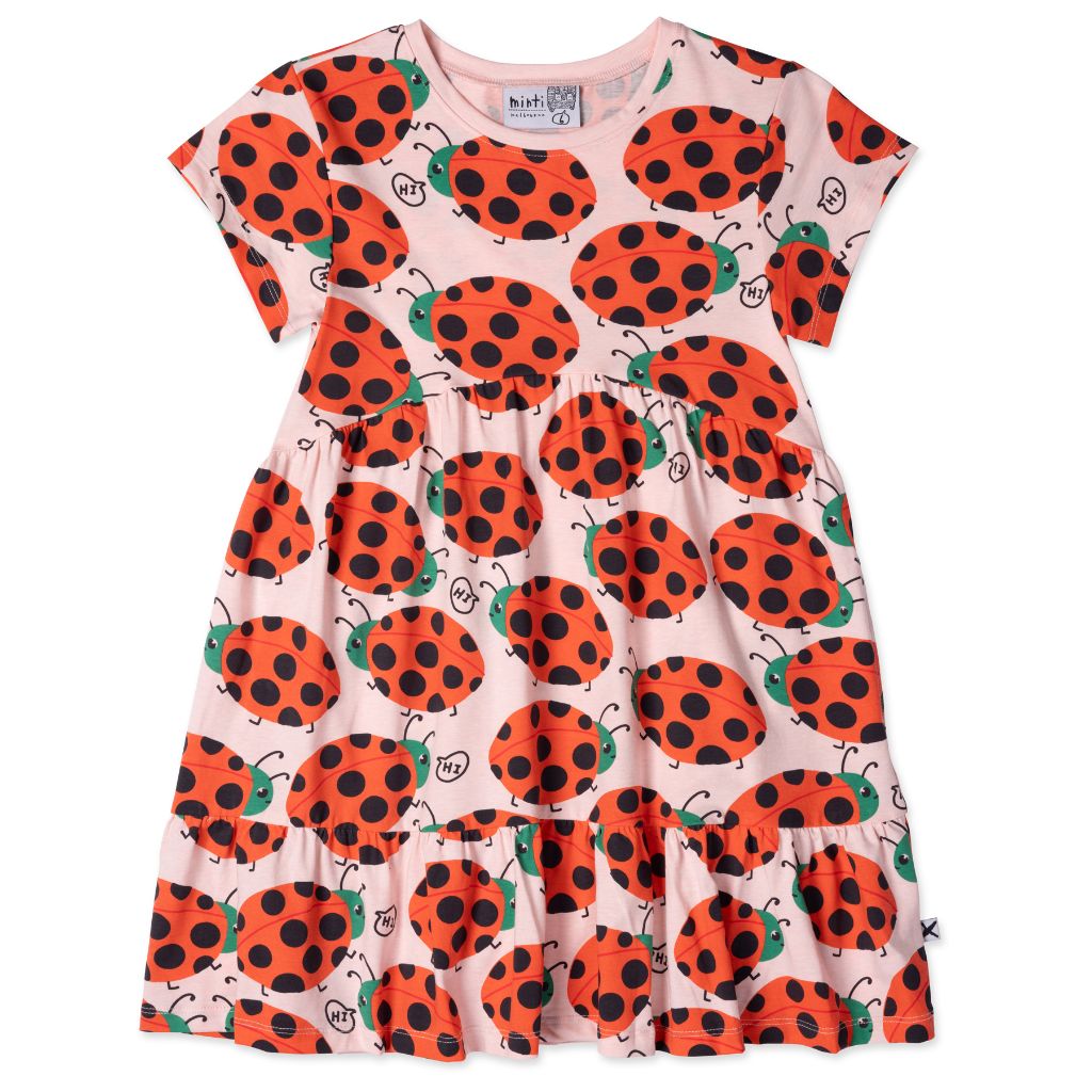 Minti Friendly Ladybirds Dress (Pink Marle)