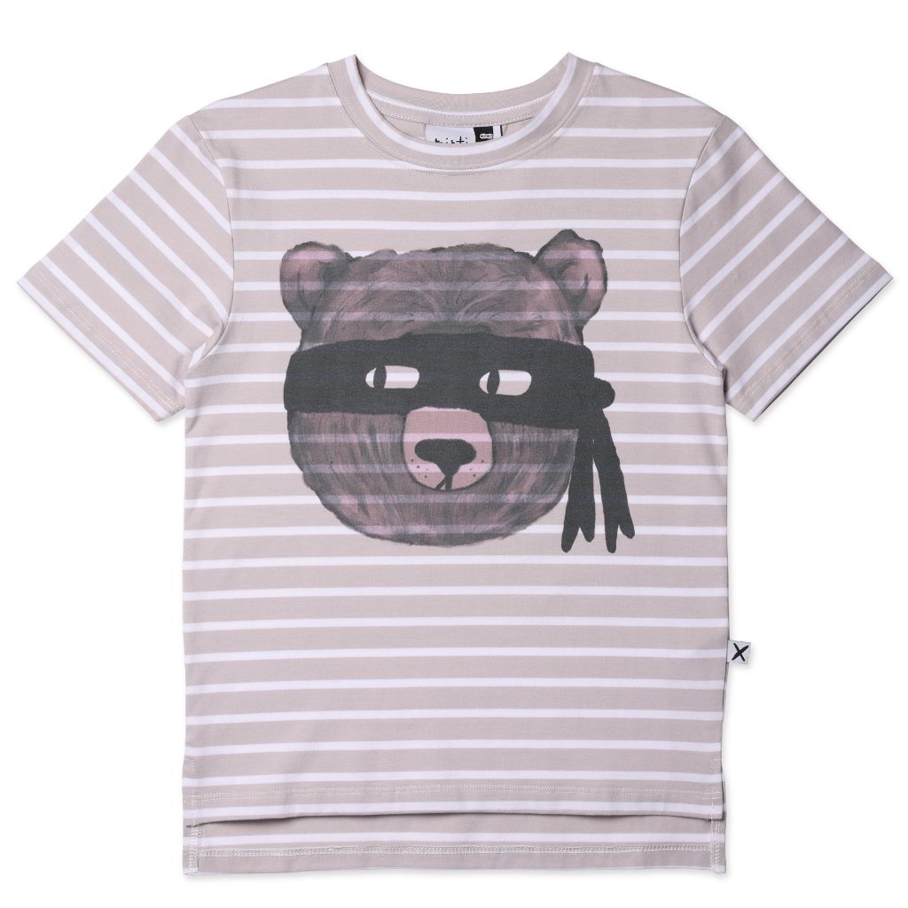 Minti Bear In Disguise Tee (Slate / White Stripe)