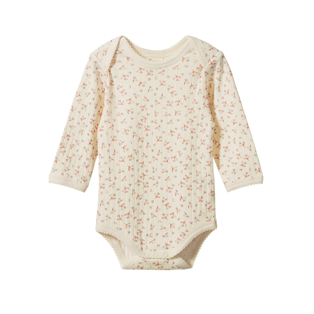 Nature Baby Organic Cotton Pointelle L/S Bodysuit (Dandelion Print)