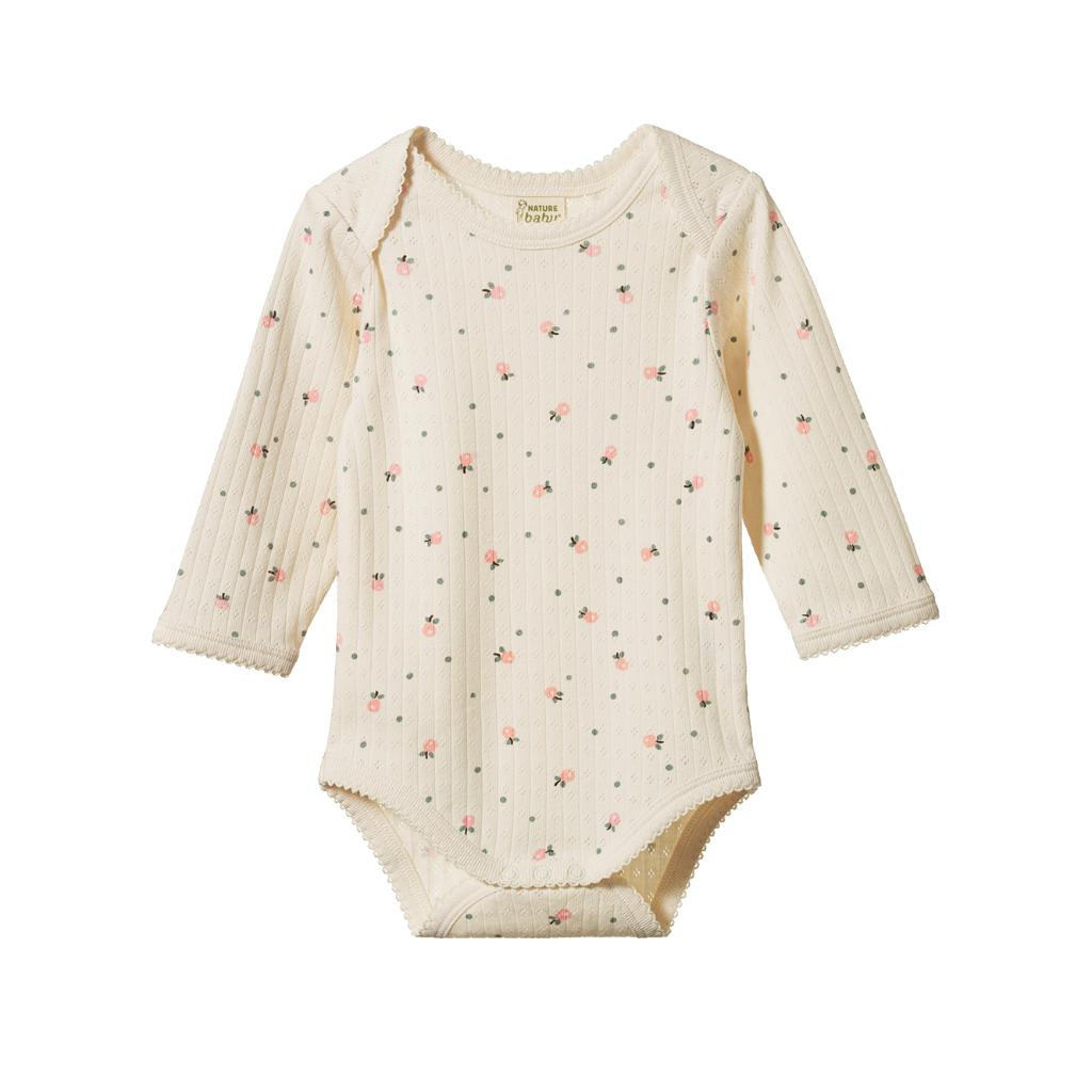 Nature Baby Organic Cotton Pointelle L/S Bodysuit (Posey Blossom Print)