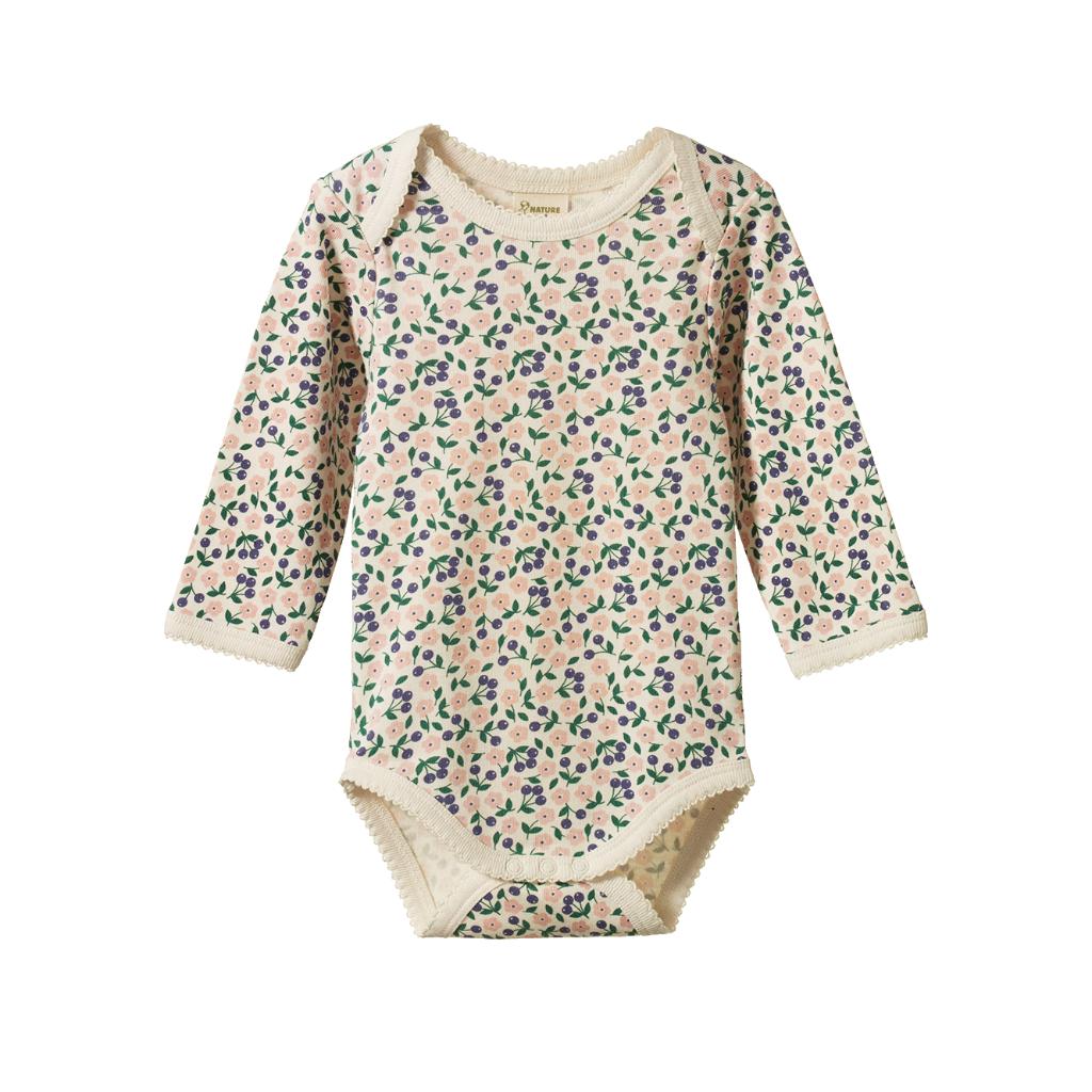 Nature Baby Organic Cotton L/S Bodysuit (Briarwood Print)