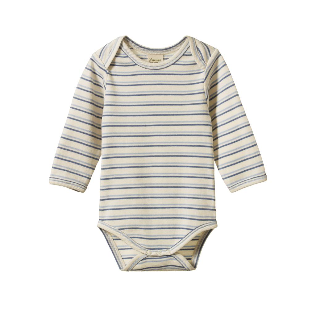Nature Baby Organic Cotton L/S Bodysuit (Horizon Stripe)
