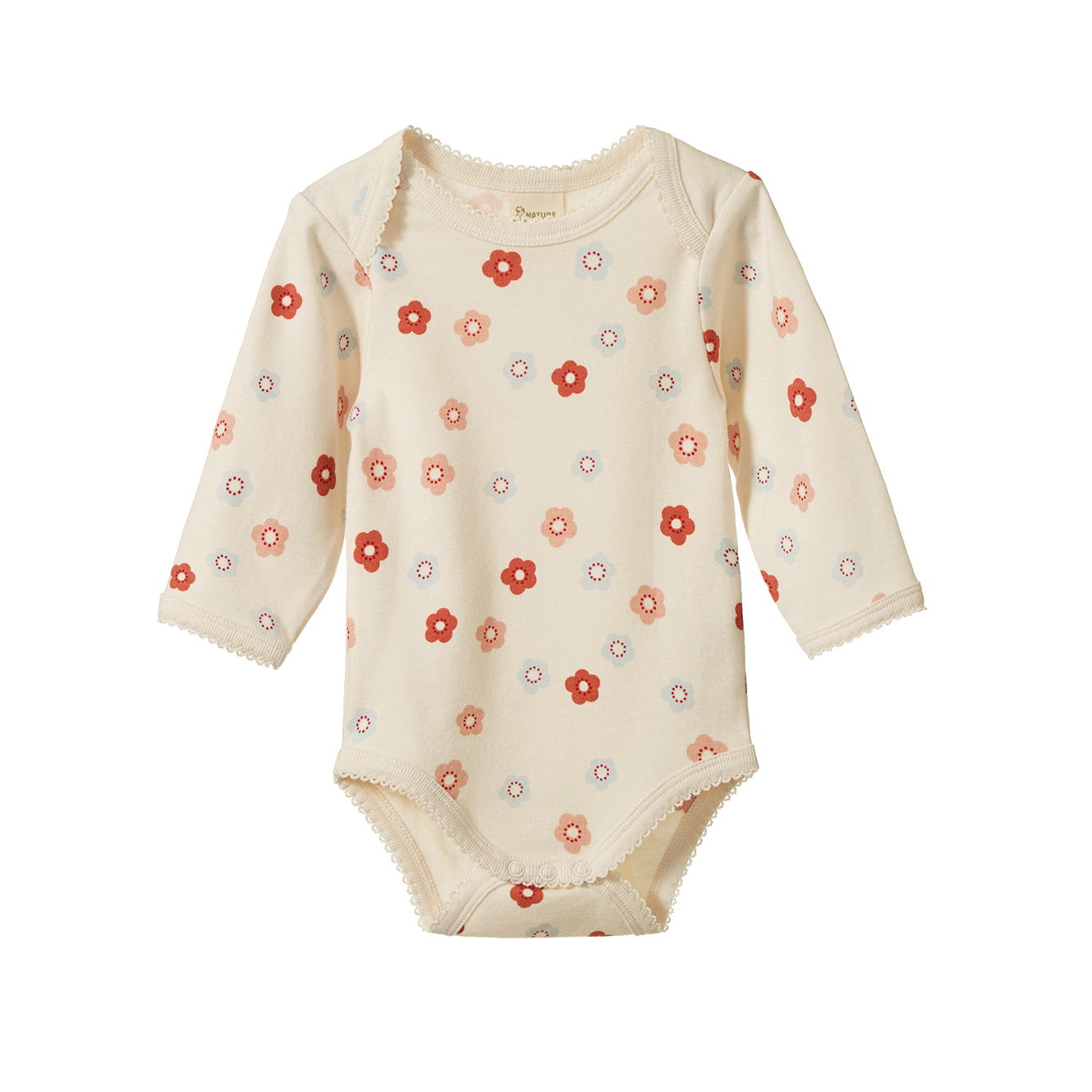 Nature Baby Organic Cotton L/S Bodysuit (Petite Flora Stamp Print)