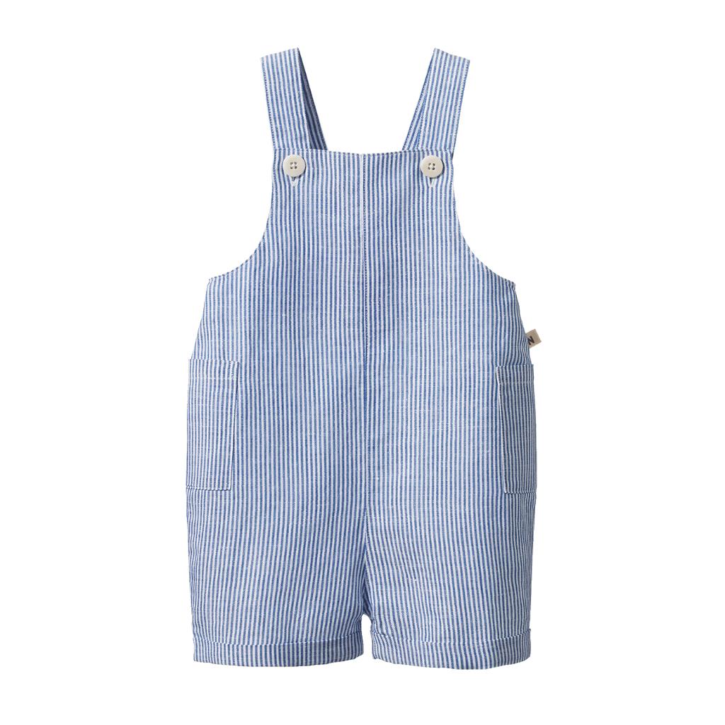 Nature Baby Tucker Shortie Overalls (Blue Stripe)
