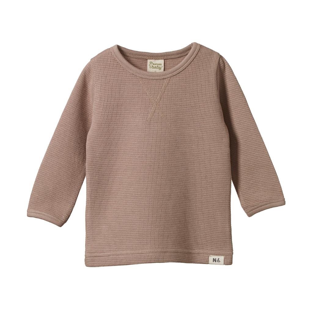 Nature Baby Organic Cotton Waffle Henley Tee (Sparrow)