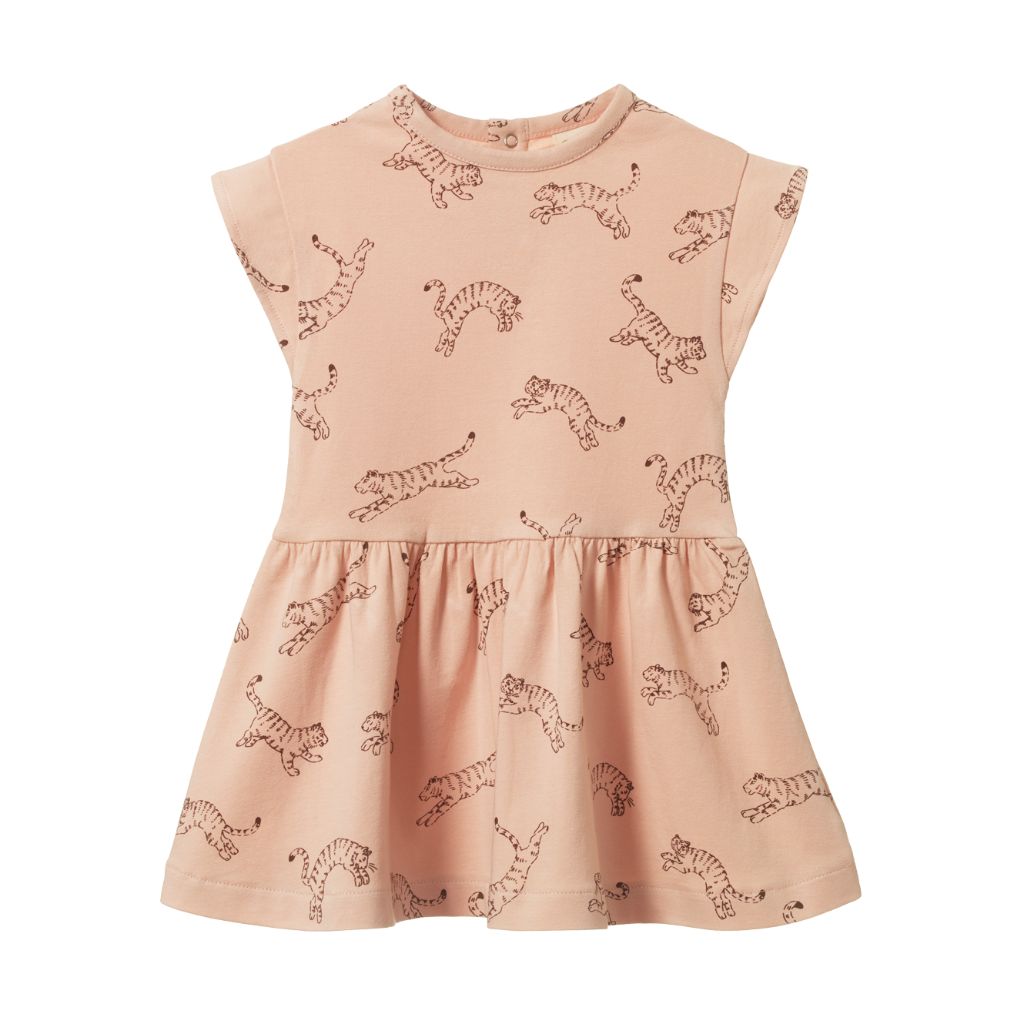 Nature Baby Twirl Dress (Leaping Tigers Rose Dust Print)
