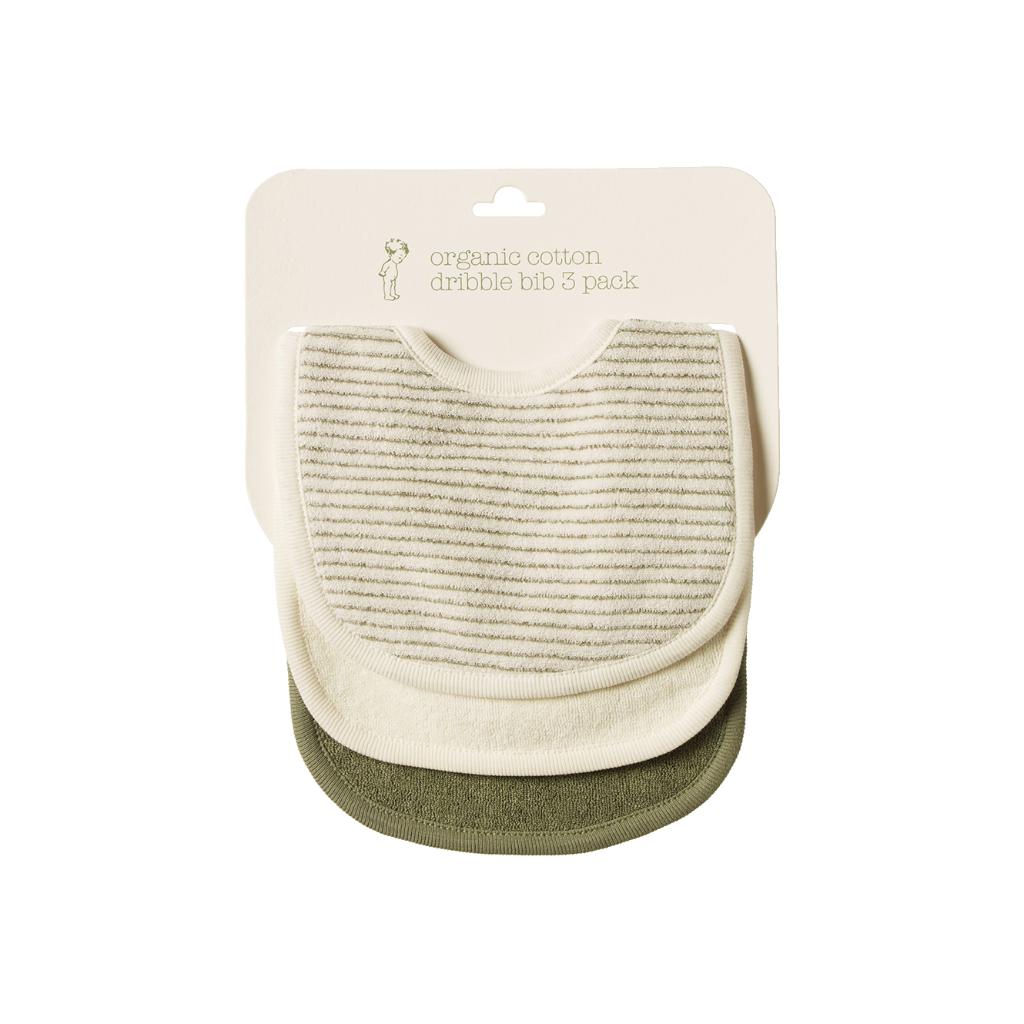 Nature Baby Dribble Bibs 3pk (Nettle Pinstripe/Natural/Nettle)