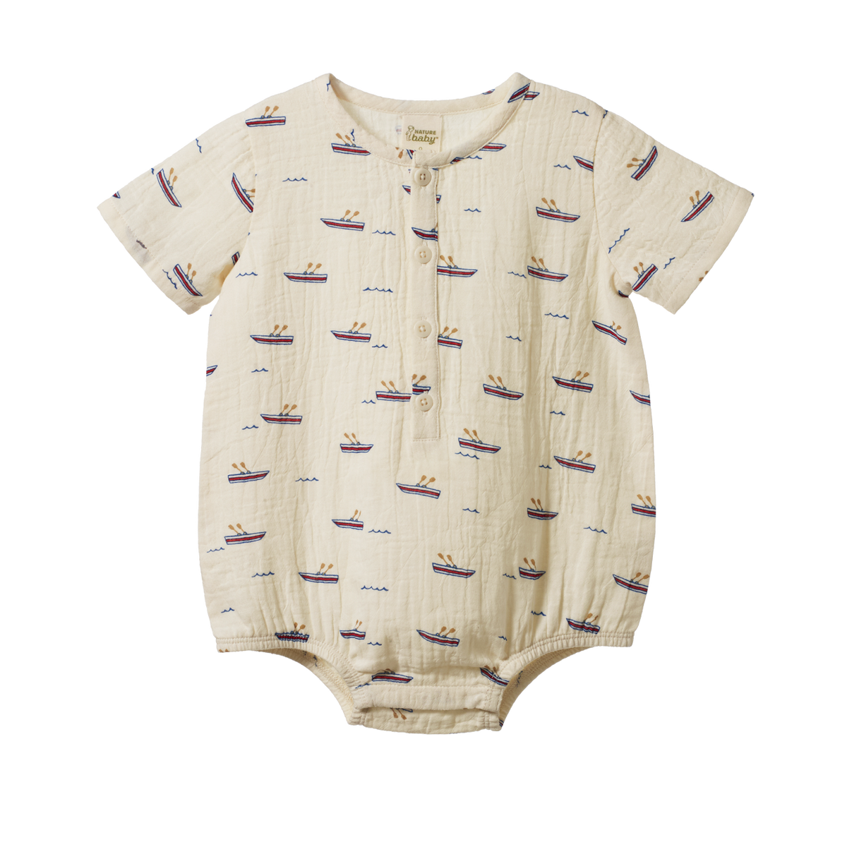 Nature Baby Muslin Monty Suit (Row Boats Print)