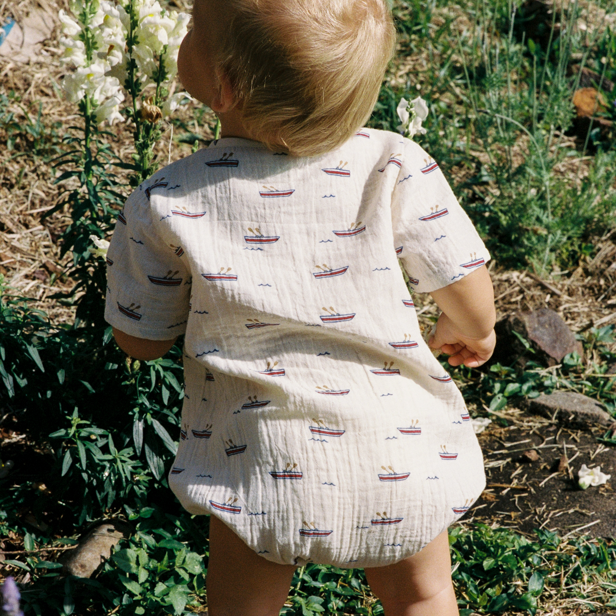Nature Baby Muslin Monty Suit (Row Boats Print)