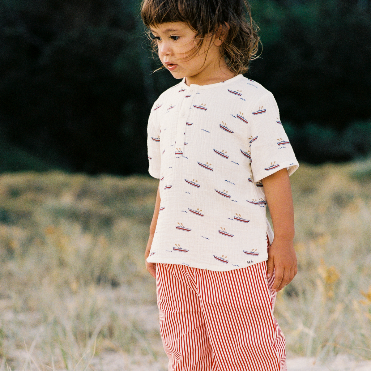 Nature Baby Muslin S/S Caravan Shirt (Row Boats Print)