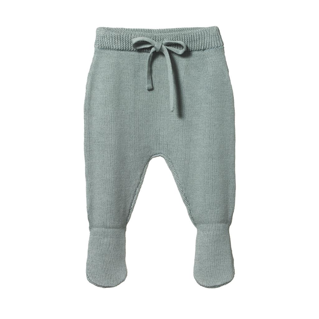 Nature Baby Merino Knit Footed Romper Pants (Sage)