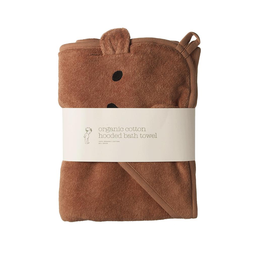 Nature Baby Organic Cotton Bear Hooded Towel (Hazelnut)