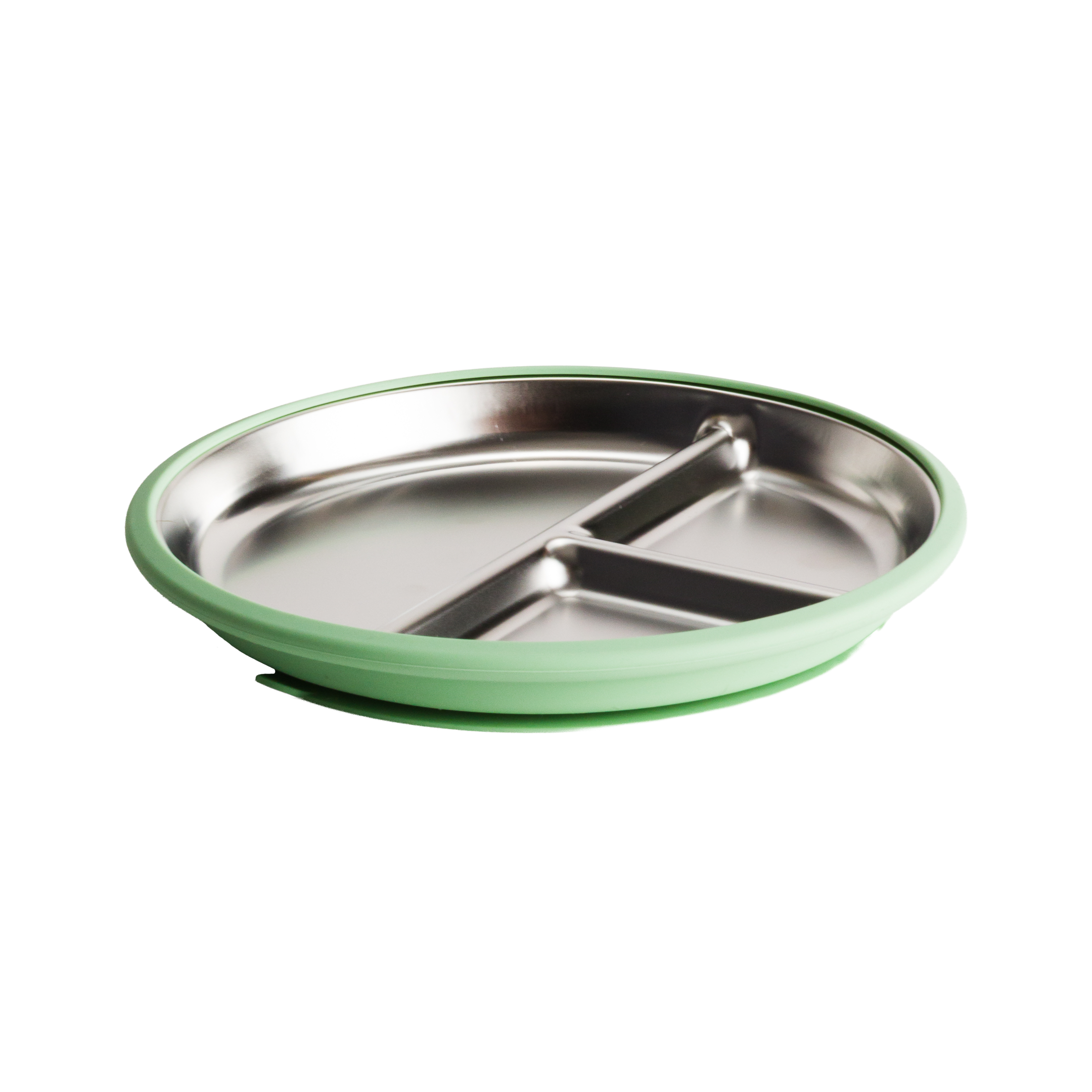 Nestling Stainless Steel Divided Suction Plate 20cm (Sage)