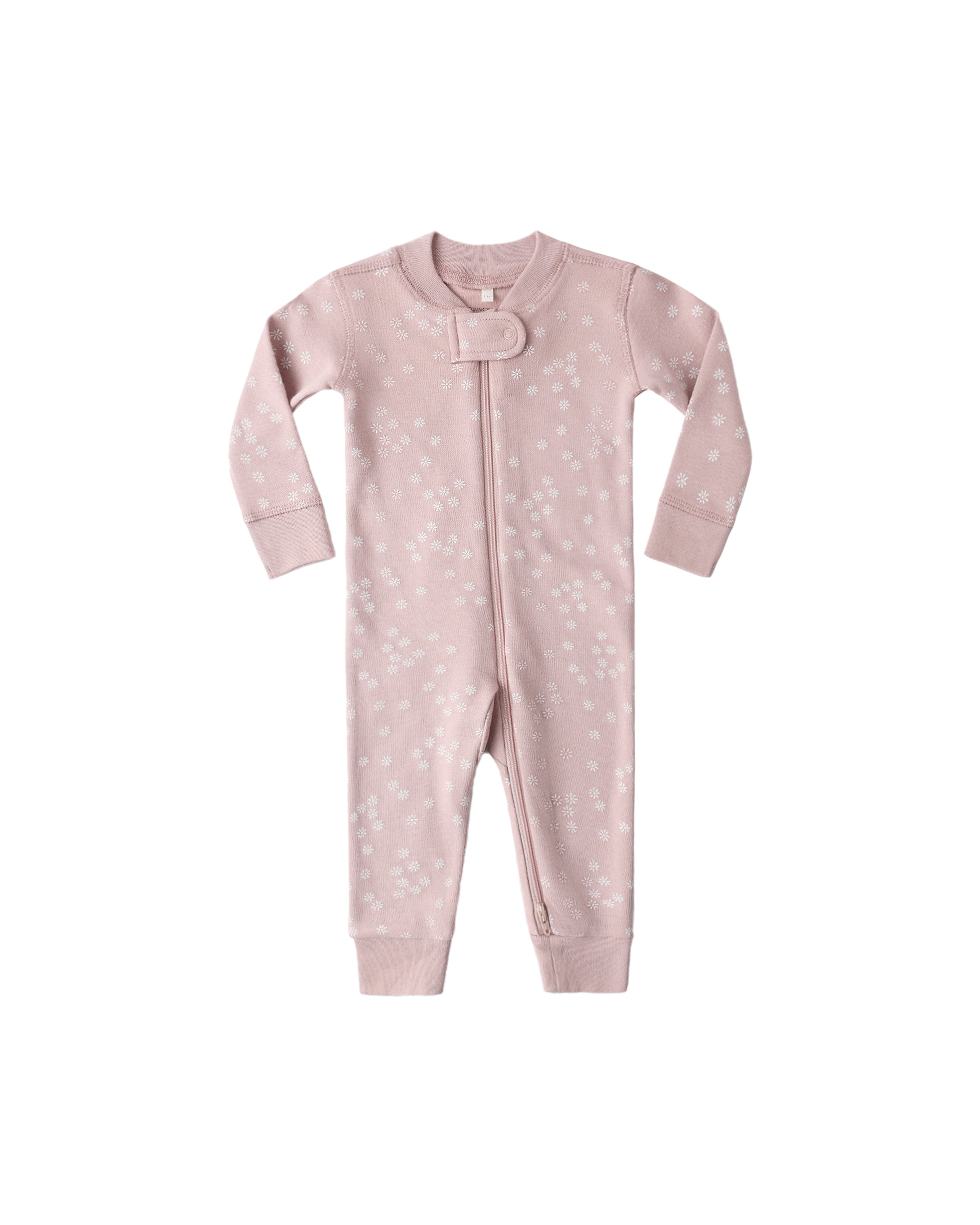 Quincy Mae Zip Long Sleeve Romper (Mauve Daisy)