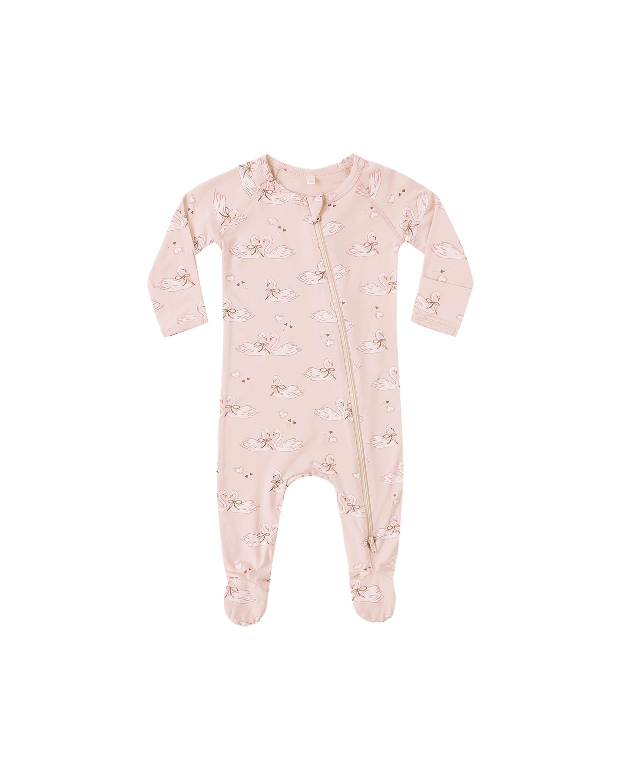 Quincy Mae Bamboo Zip Footie (Swans)