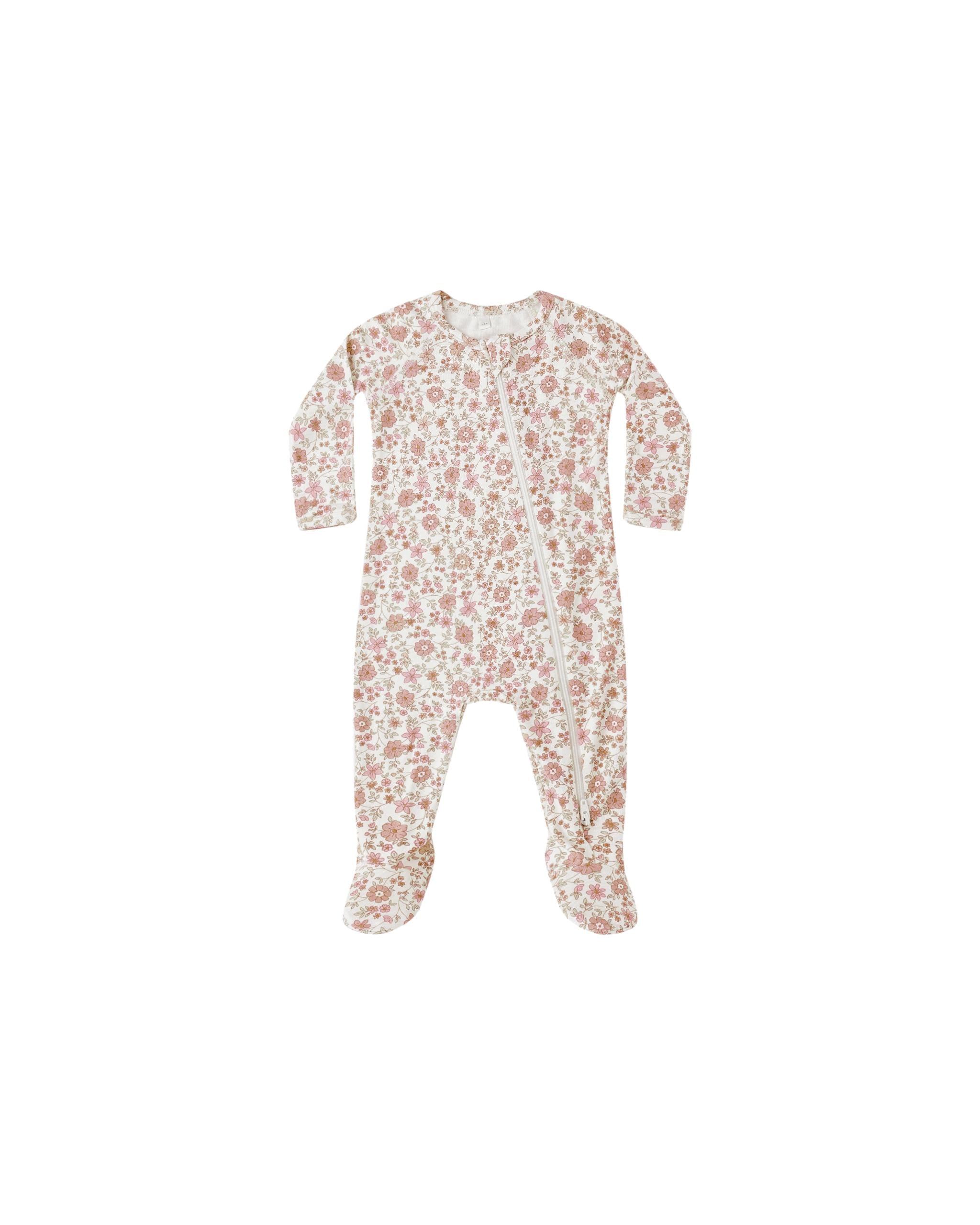 Quincy Mae Bamboo Zip Footie (Bloom)