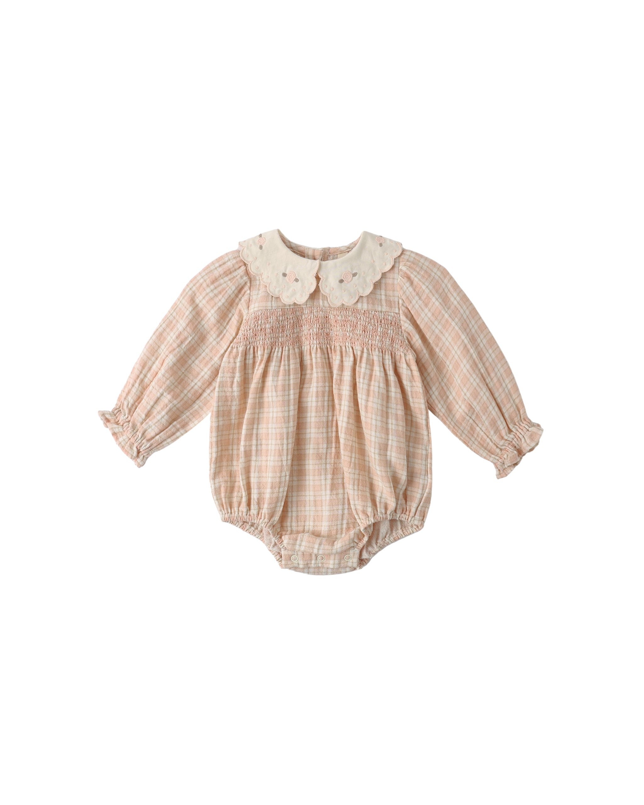 Quincy Mae Callie Romper (Pink Plaid)