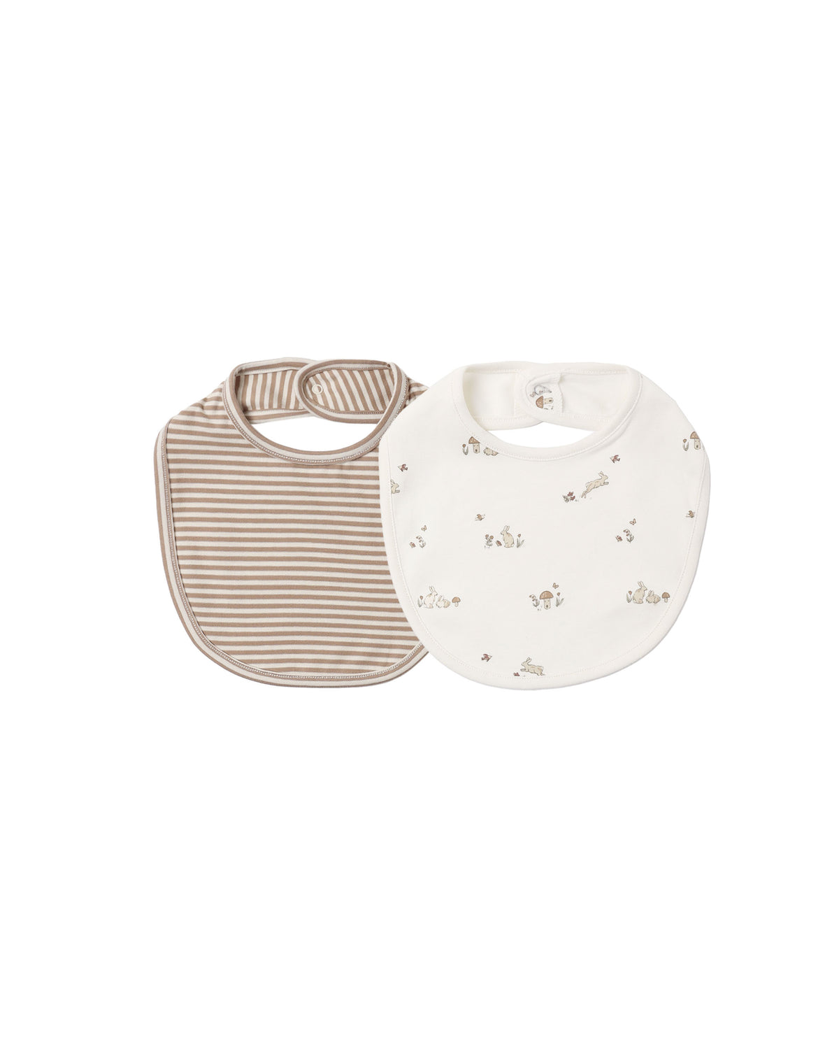 Quincy Mae Jersey Snap Bib 2pk (Bunnies/Almond Stripe)