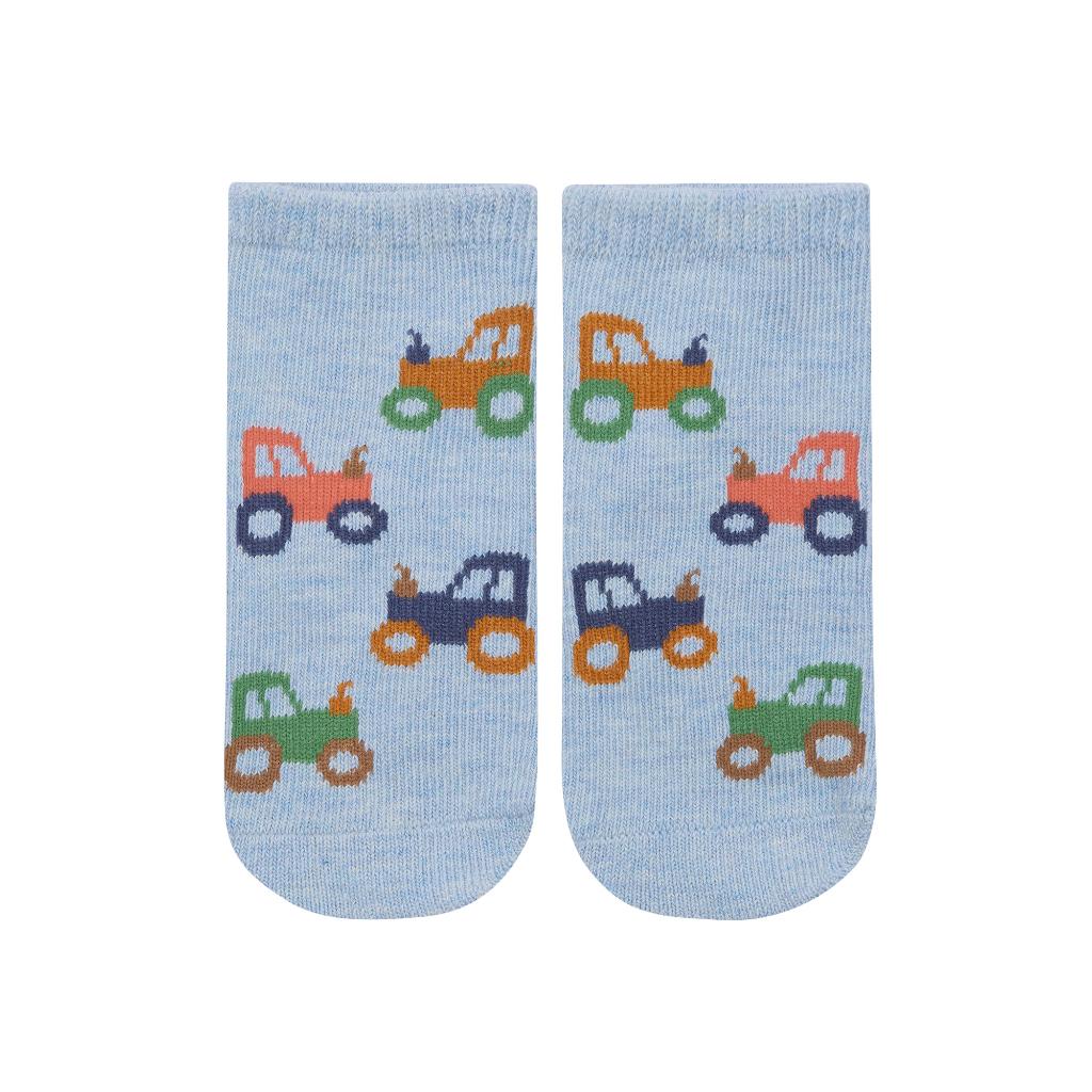 Toshi Jacquard Ankle Socks (Tiny Tractors)