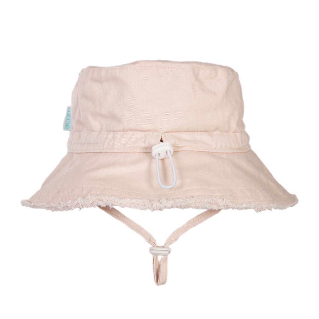 Acorn Frayed Bucket Sun Hat (Vanilla)