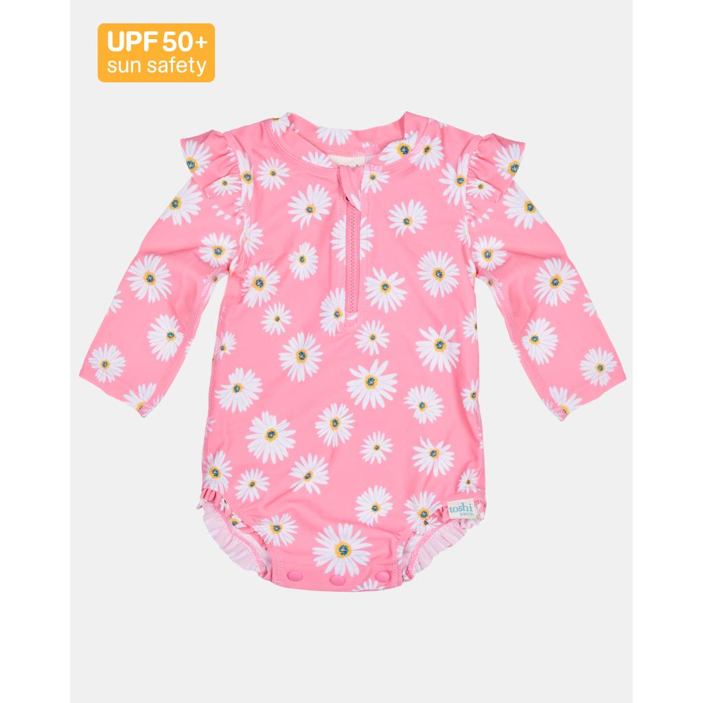 Toshi Swim L/S Onesie Ripple (Daisy Watermelon)