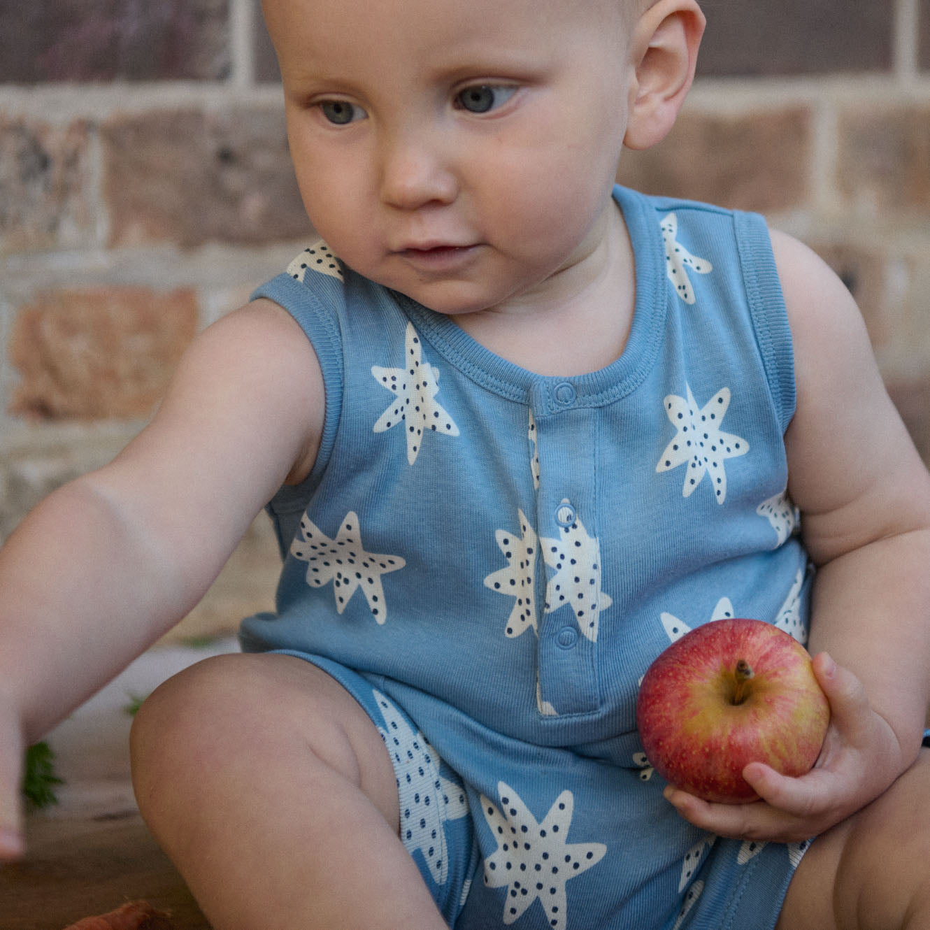 Nature Baby Organic Cotton Camper Suit (Sea Stars Print)