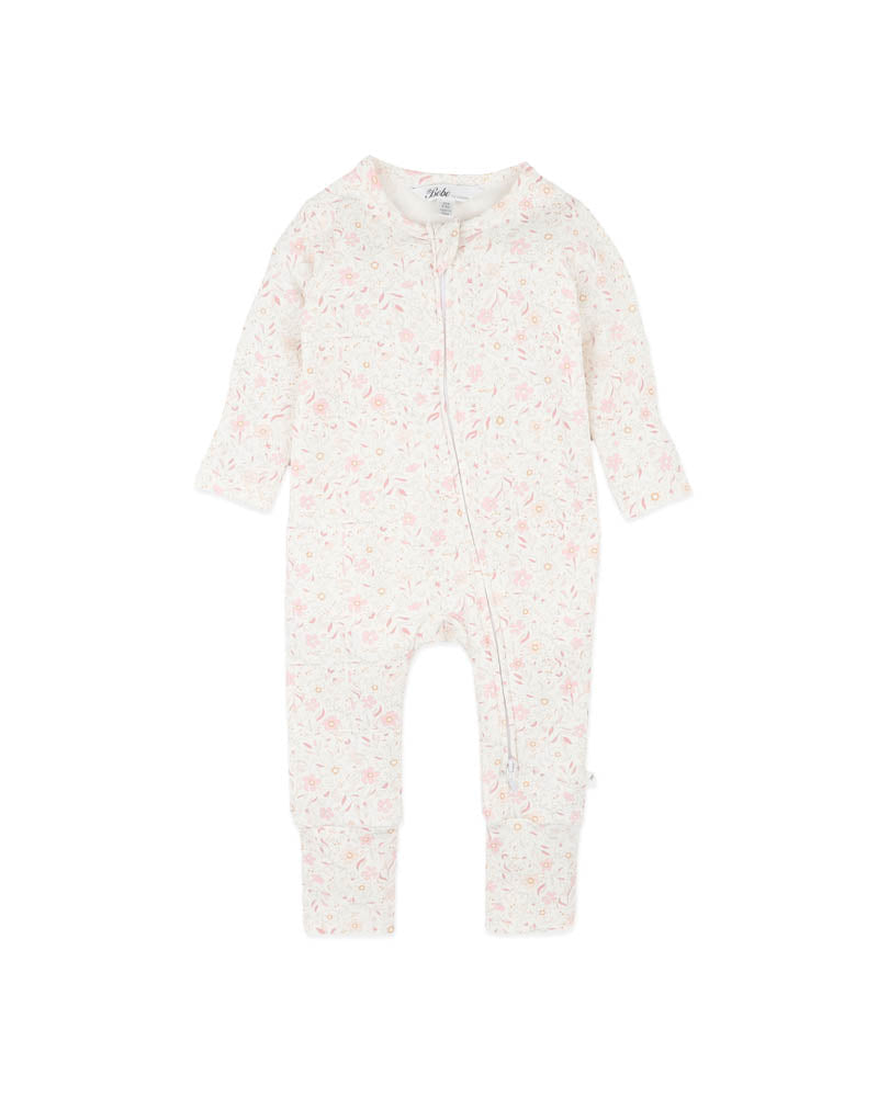 Bebe Faye Print Organic LS Zipsuit