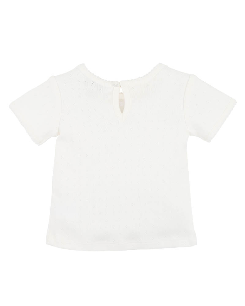 Bebe Pointelle Tee (Cream)