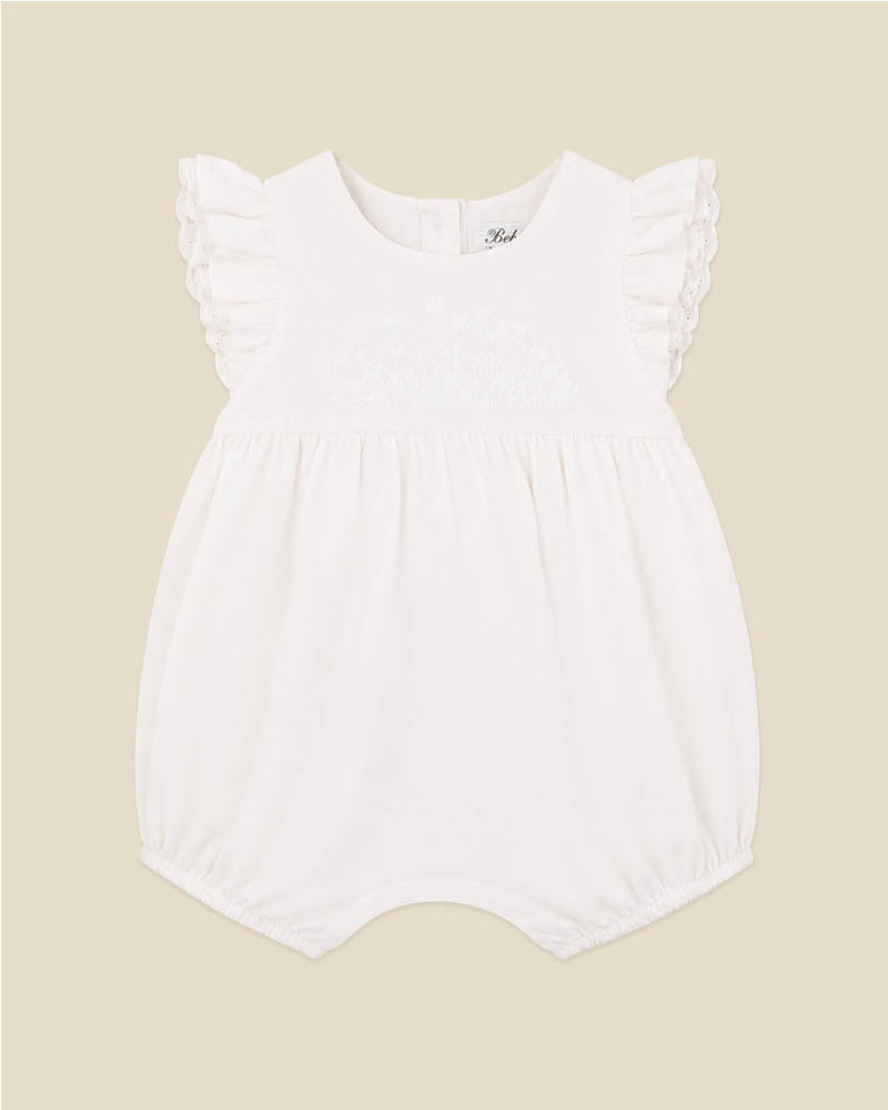 Bebe Linen Embroidered Romper