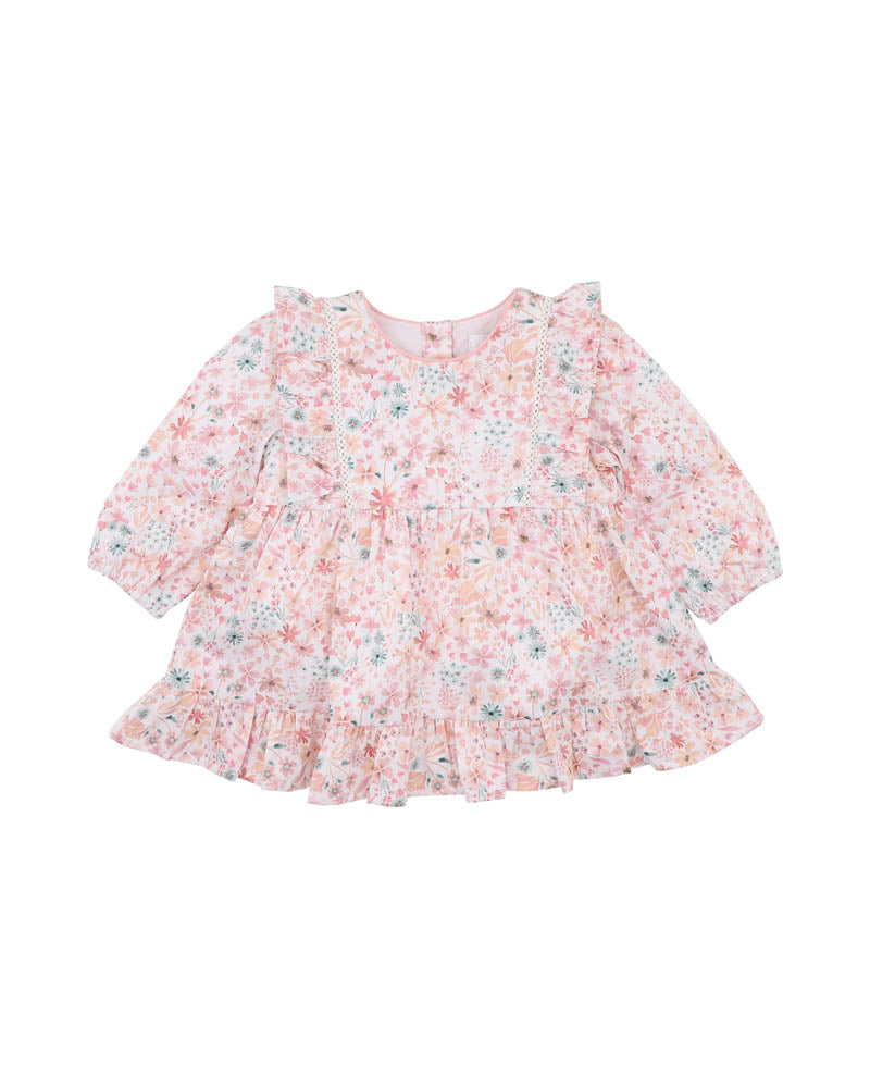 Bebe Fern Floral Organic Overlay Dress