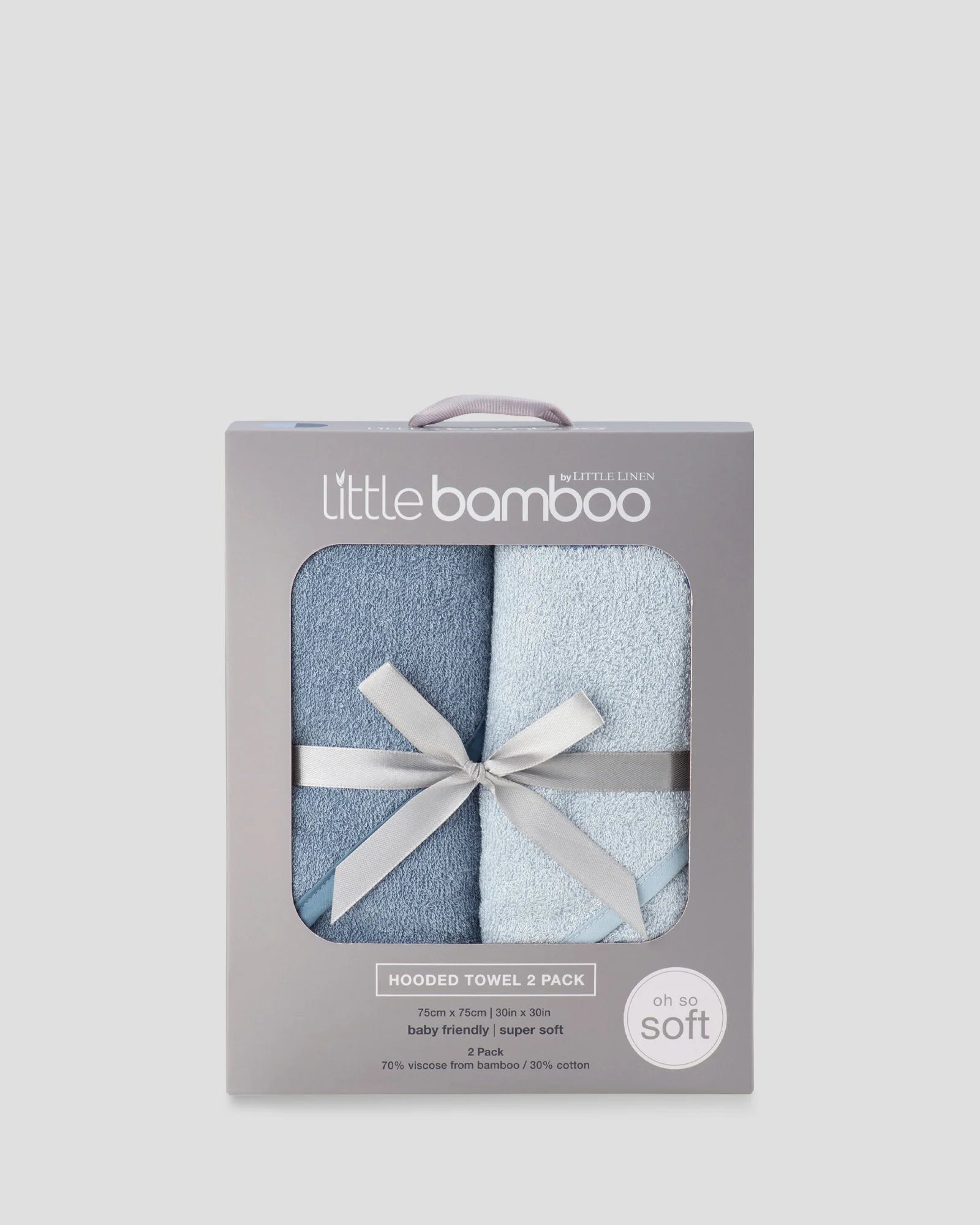 Little Linen Bamboo Hooded Towel 2pk (Retro Blue)